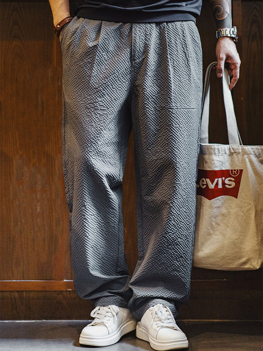 Herren Leichte Wide‑Leg Freizeithose mit Strukturgewebe