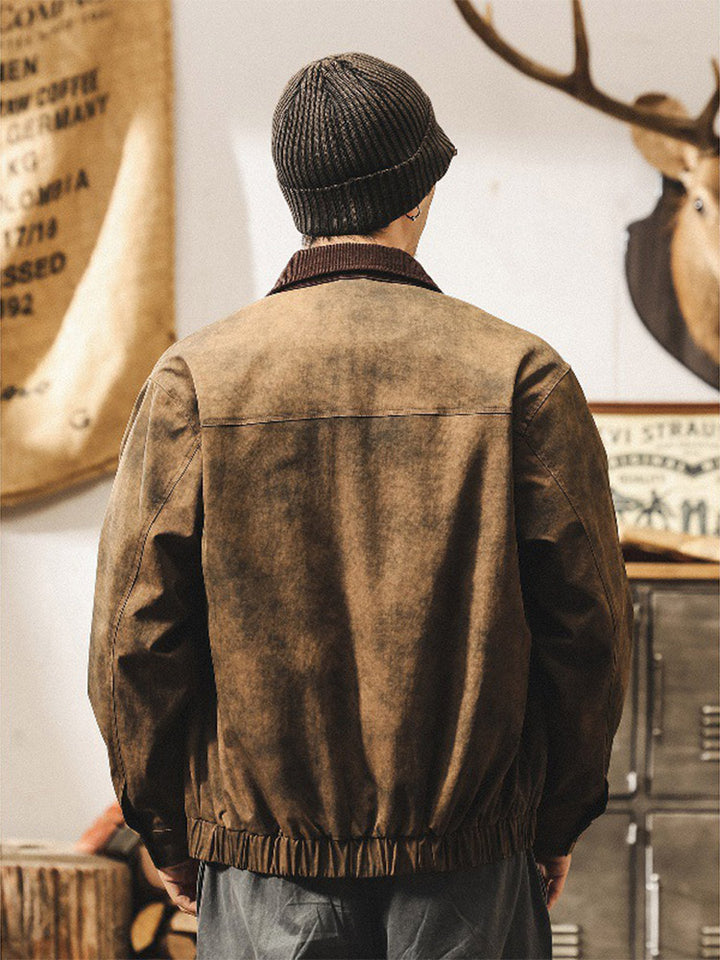 Herren Vintage‑Jacke mit Kragen aus Kord‑Stoff