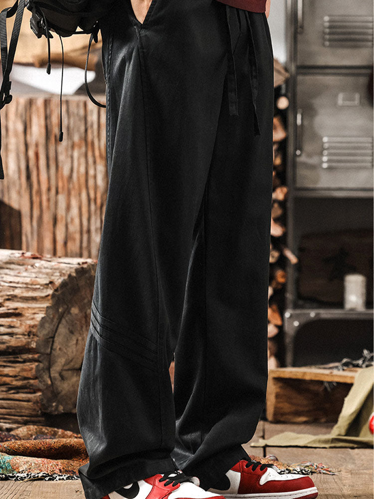 Lässige Herren-Freizeithose mit weitem Bein und Kordelzug aus Lyocell-Baumwoll-Mischgewebe