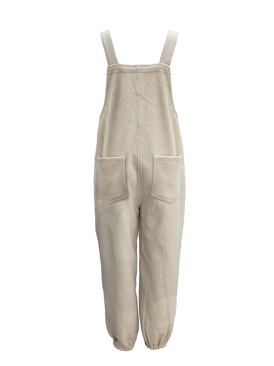 Women's Fleece Overalls with Coconut Shell Buttons