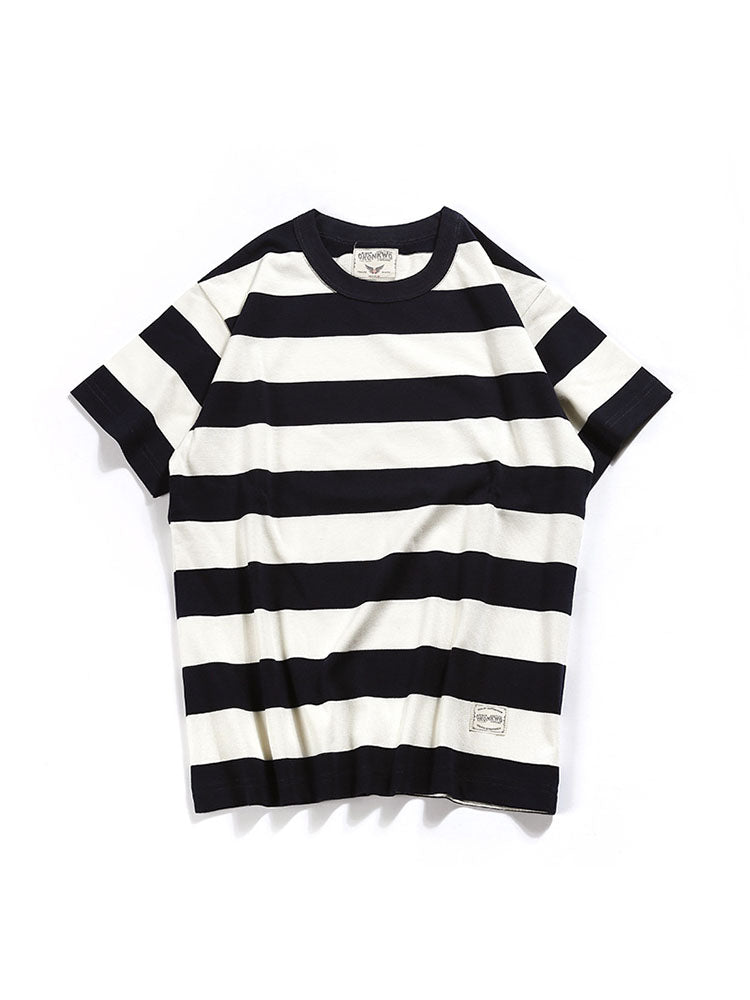 Camiseta de Rayas con Cuello Redondo para Hombre