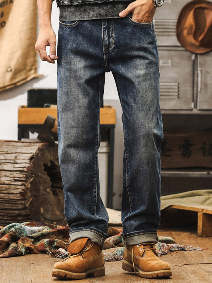 Jeans da uomo ampi con lavaggio vintage