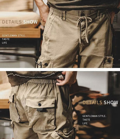 Men's Cotton Stretch Multi-Pocket Cargo Jogger Pants