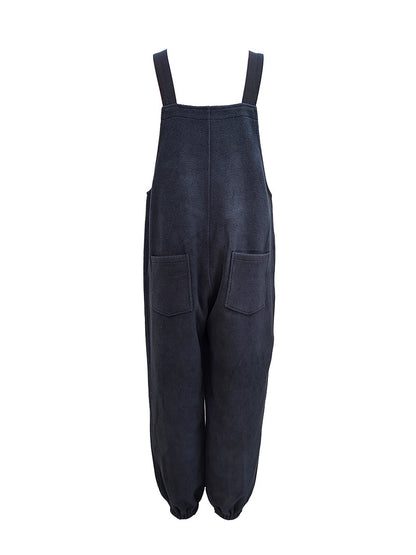 Women's Fleece Overalls with Coconut Shell Buttons