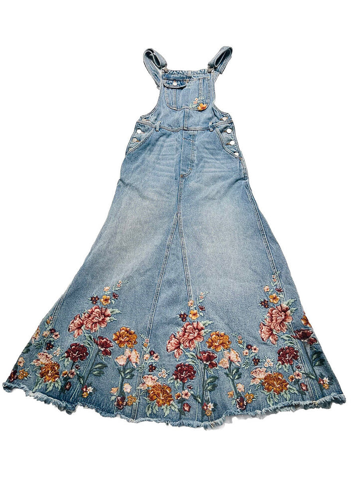 Latzkleid mit Blumenstickerei