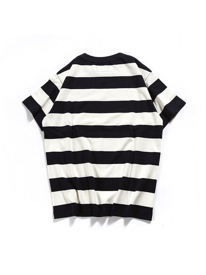 Camiseta de Rayas con Cuello Redondo para Hombre