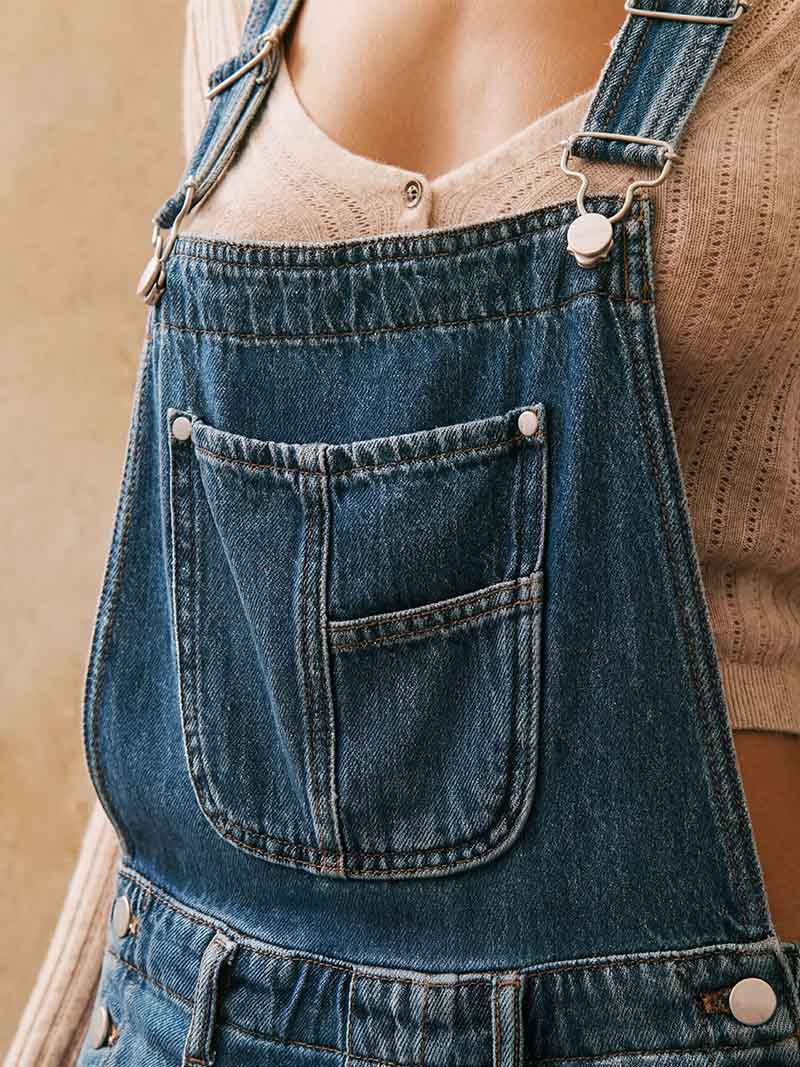 Weite Jeans-Latzhose für Damen