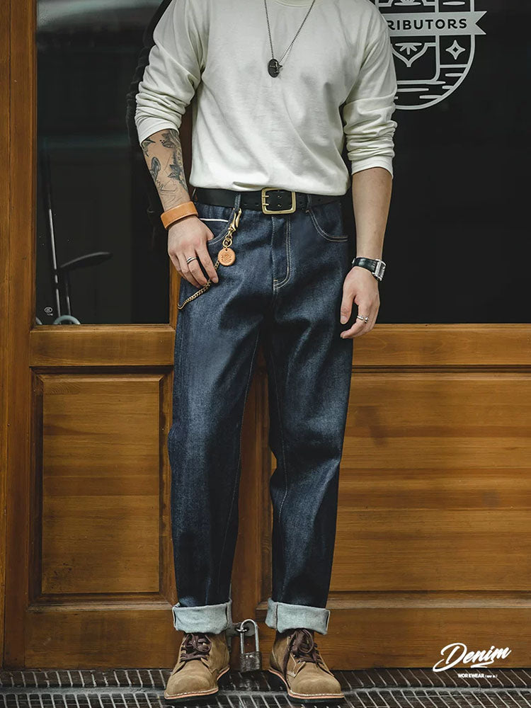 Herren Selvedge‑Jeans 100 % Baumwolle Relaxed Fit Vintage‑Stil