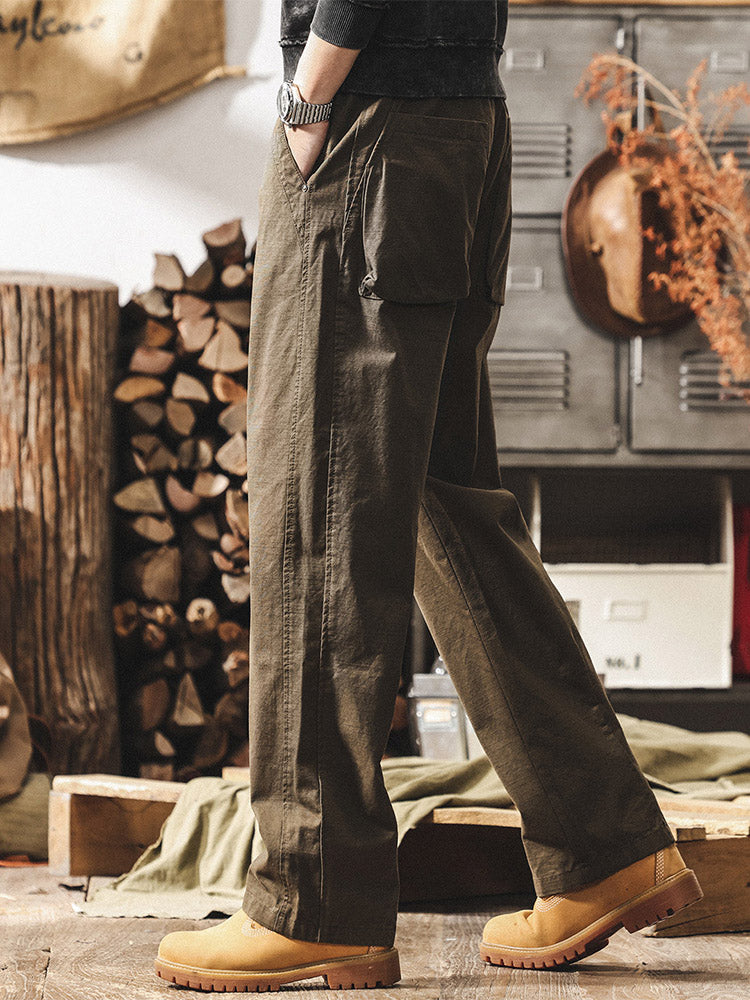 Pantalones de hombre de estilo retro, 100 % algodón y de pernera ancha