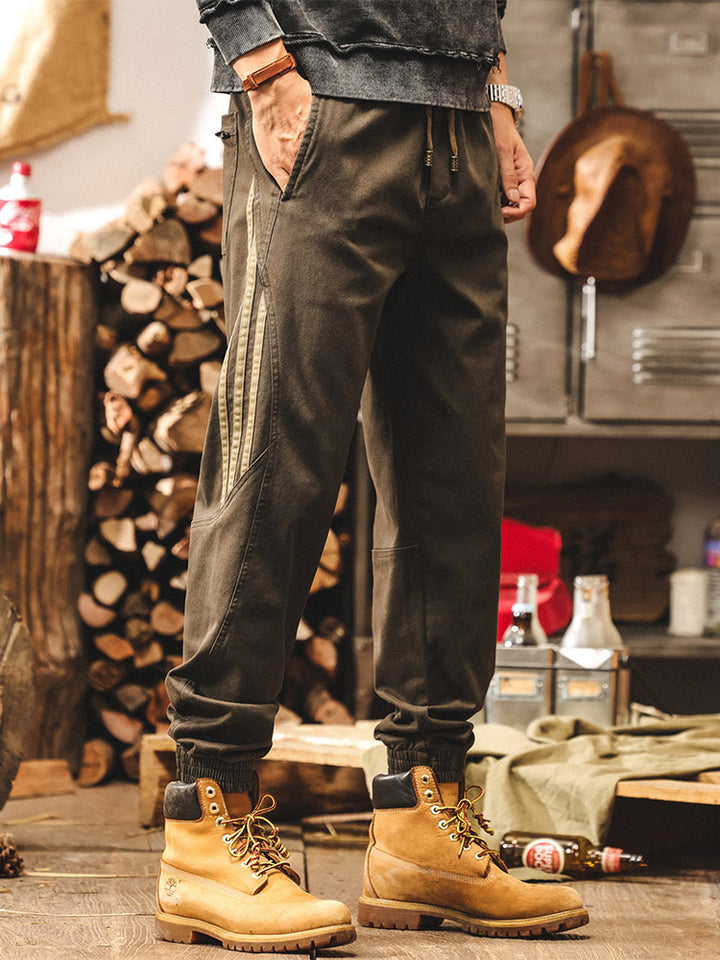Pantalones de chándal vintage para hombre con bandas laterales
