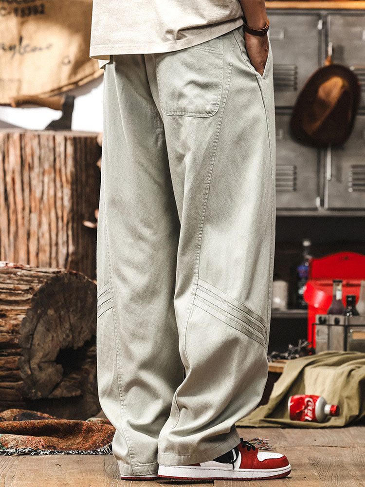 Lässige Herren-Freizeithose mit weitem Bein und Kordelzug aus Lyocell-Baumwoll-Mischgewebe