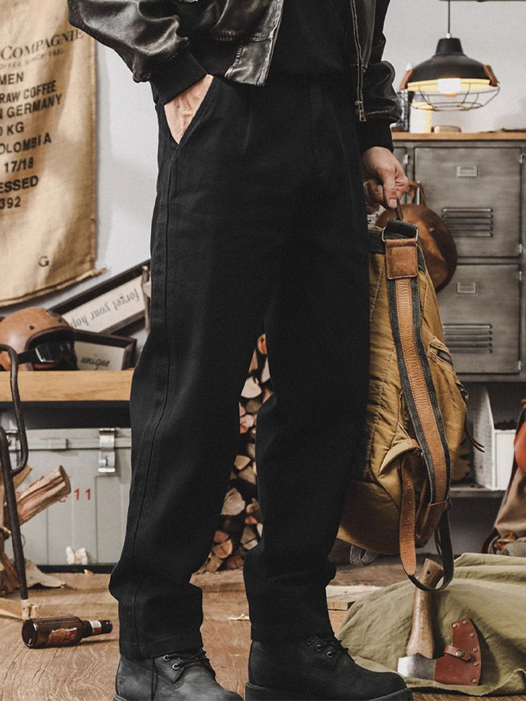 Pantalones casuales de estilo vintage para hombre, 100% algodón, con bandas laterales en contraste