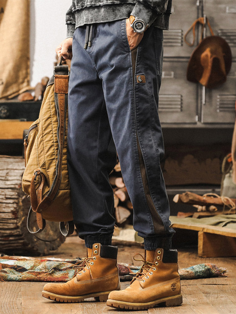 Men’s Joggers with Side Stripes and Vintage Wash