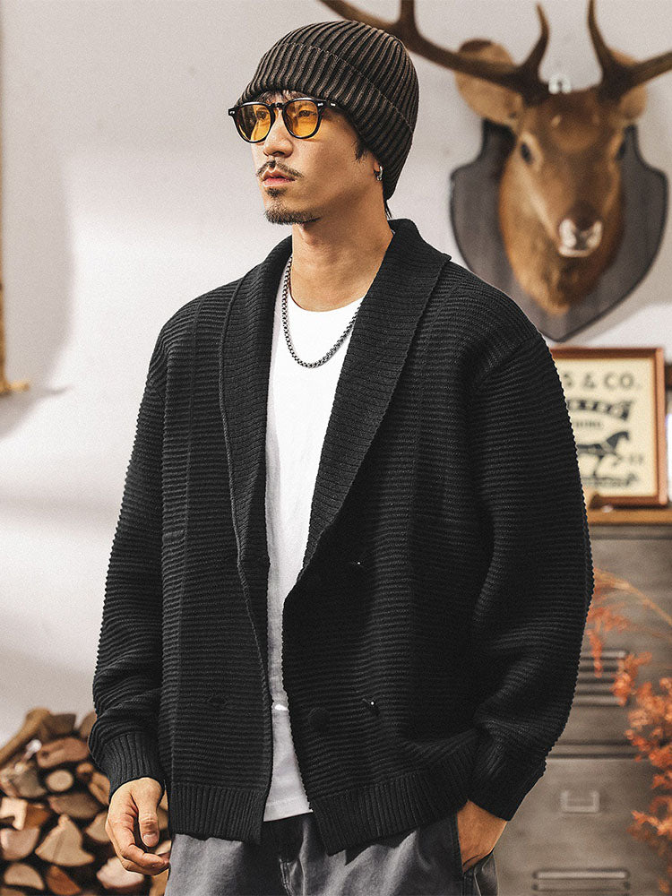 Oversize-Cardigan mit Schalkragen und Waffelstrick für Herren