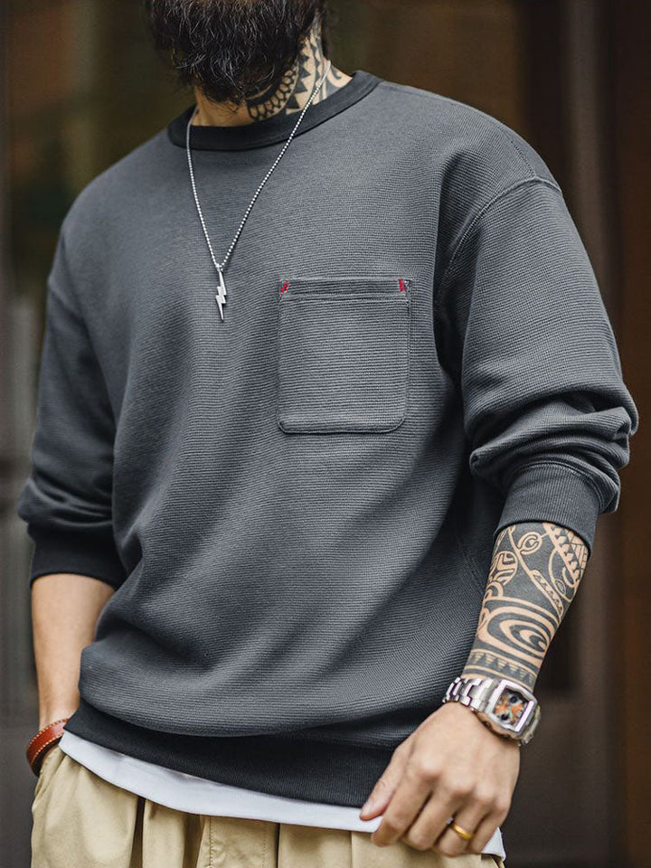 Herren-Sweatshirt mit Waffelstrickmuster