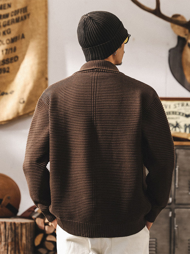 Oversize-Cardigan mit Schalkragen und Waffelstrick für Herren