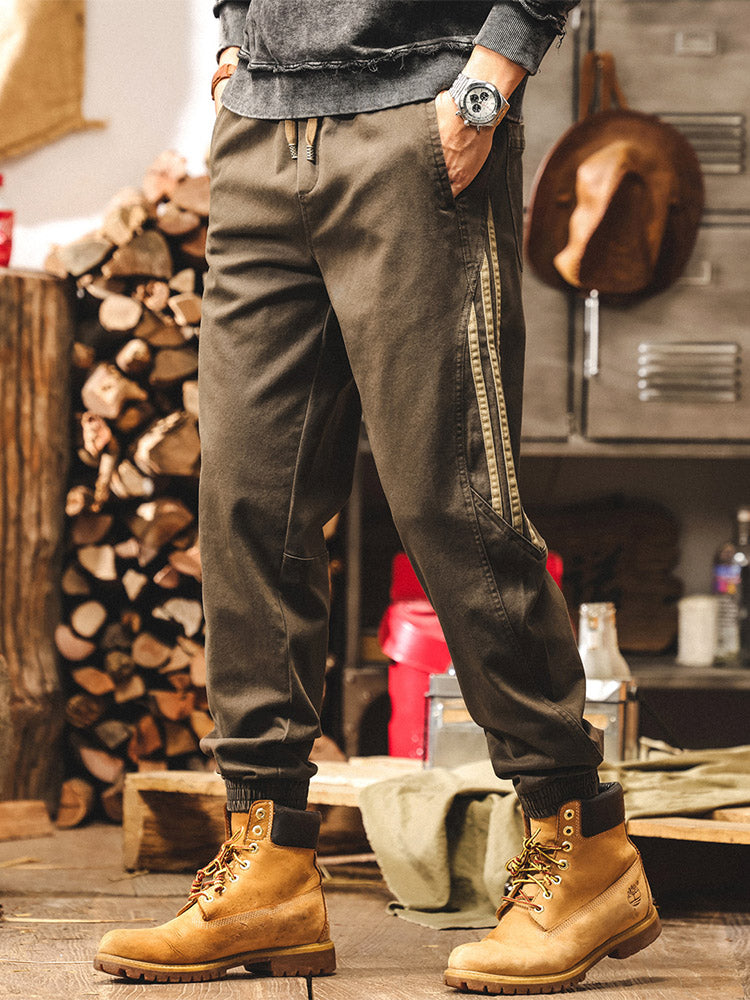 Pantalones de chándal vintage para hombre con bandas laterales