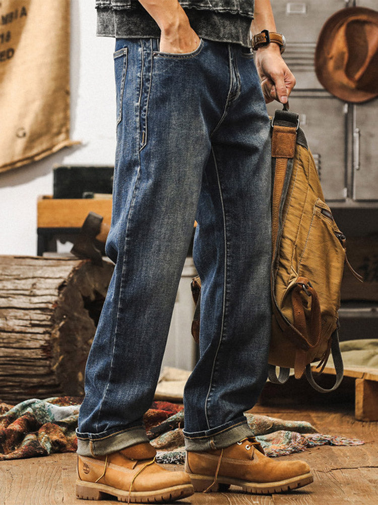 Jeans da uomo ampi con lavaggio vintage