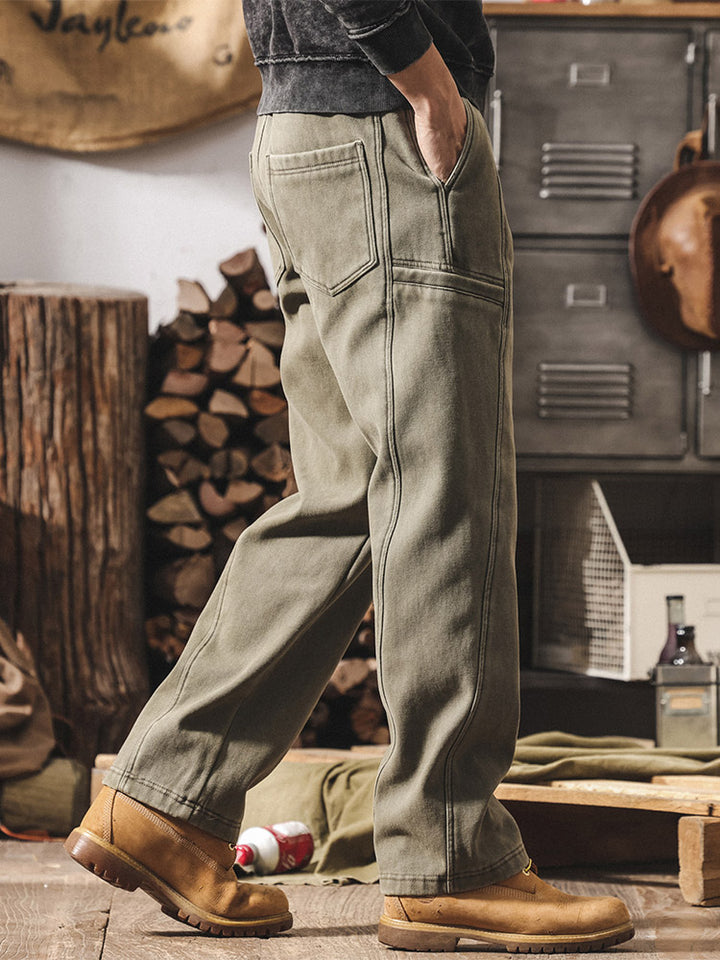 Herren 100% Baumwolle Cargohose, Weites Bein Vintage Arbeitshose