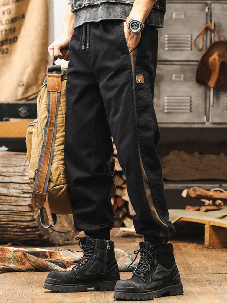 Men’s Joggers with Side Stripes and Vintage Wash