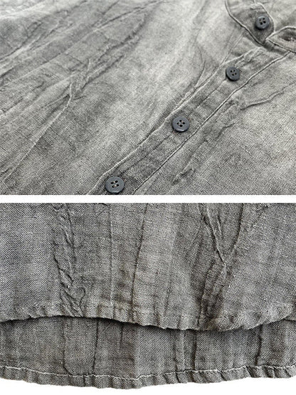 Camisa Henley de Manga Corta 100% Lino para Hombre