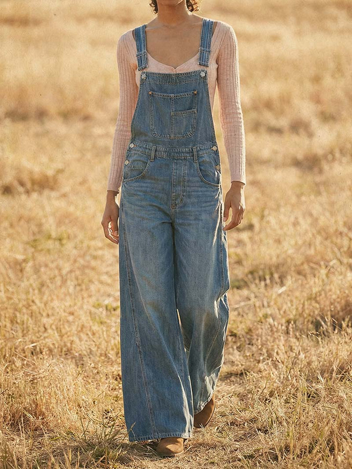 Weite Jeans-Latzhose für Damen