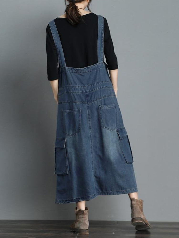 Jeans-Latzkleid mit lockerer Passform