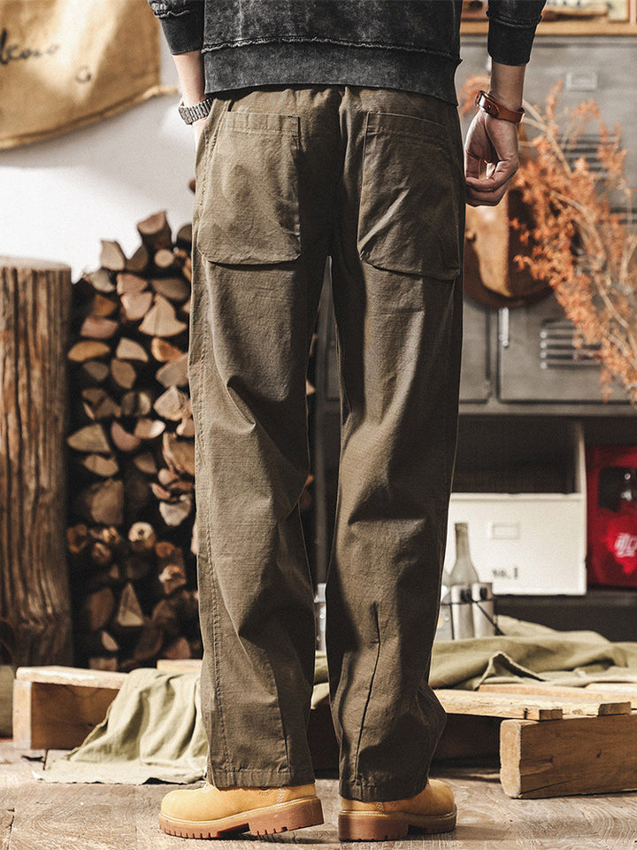 Pantalones de hombre de estilo retro, 100 % algodón y de pernera ancha