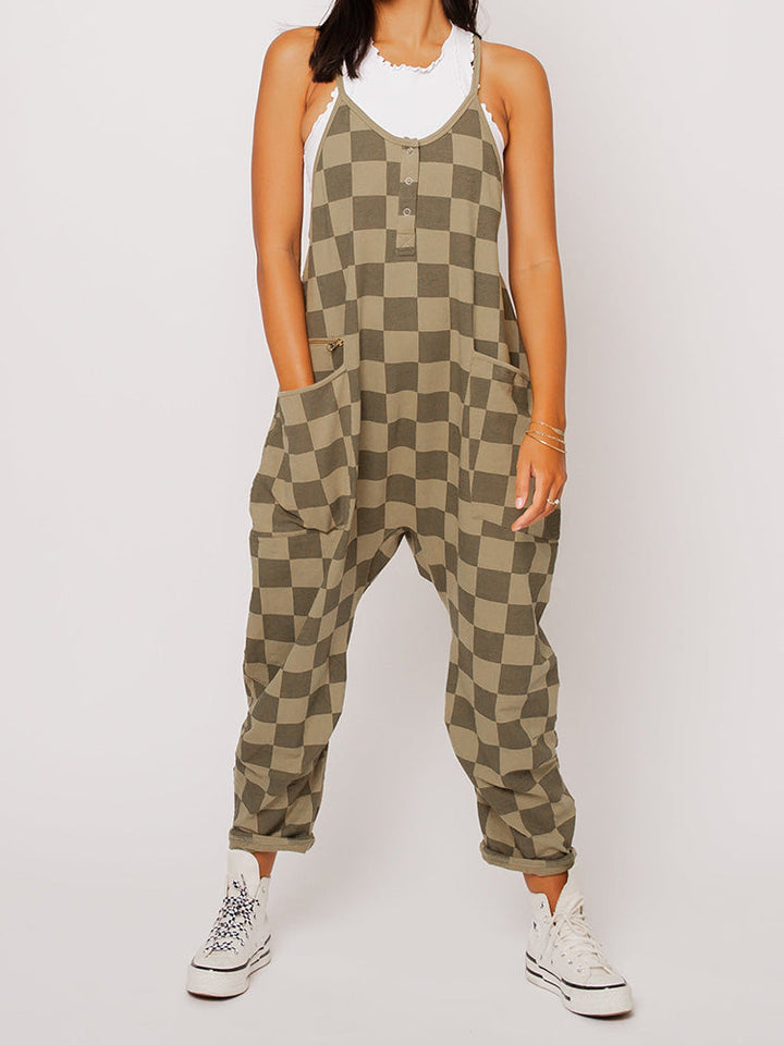 Oversize-Jumpsuit mit Karomuster für Damen - Ausverkauf