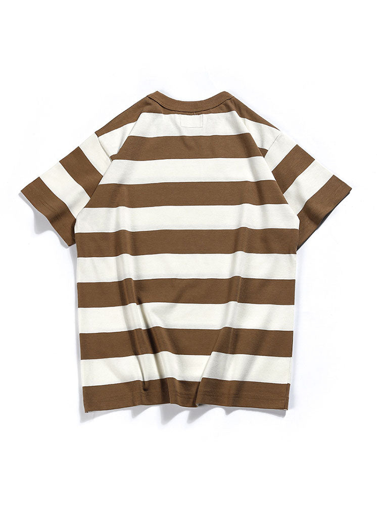 Camiseta de Rayas con Cuello Redondo para Hombre