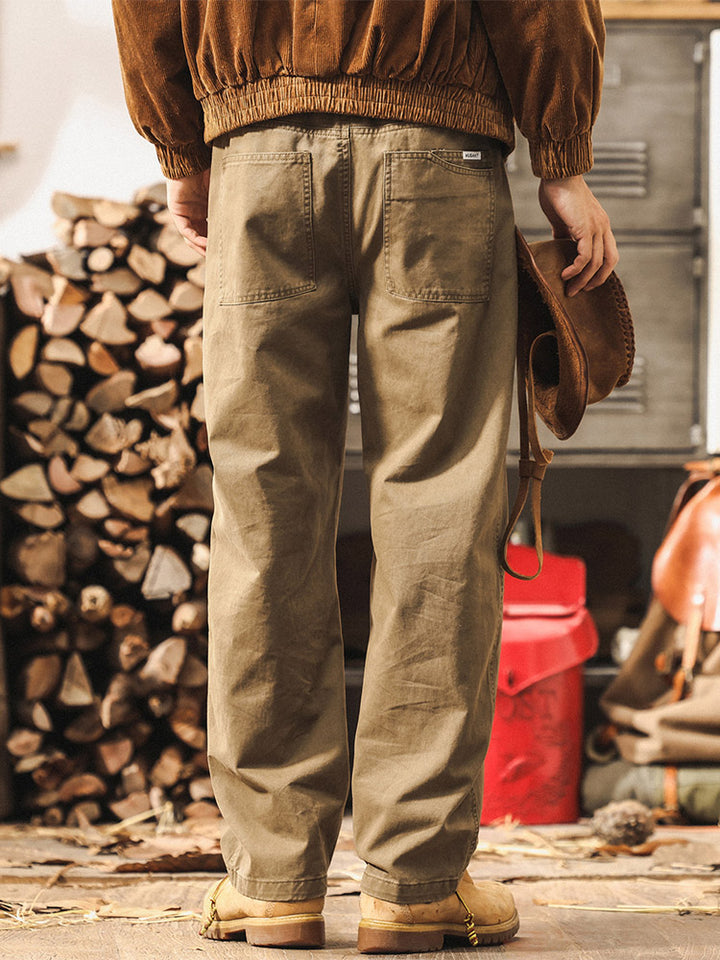 Men’s 100% Cotton Trousers with a Wide-Leg Fit and Vintage Wash