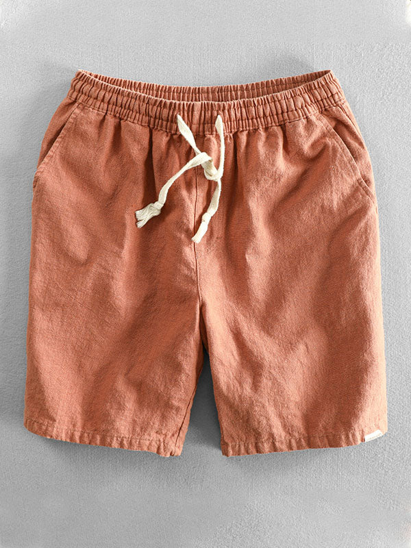 Lässige Herren-Shorts aus Ramie-Baumwolle mit Kordelzug