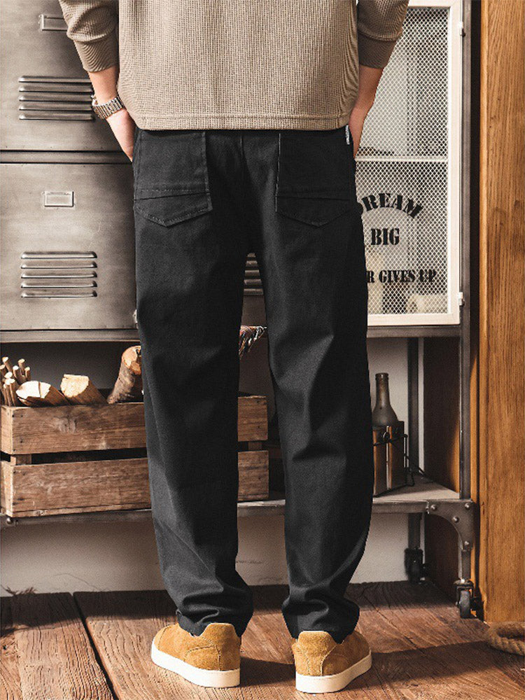 Herren Retro Workwear Chino-Hose aus Baumwolle mit elastischem Taillenbund