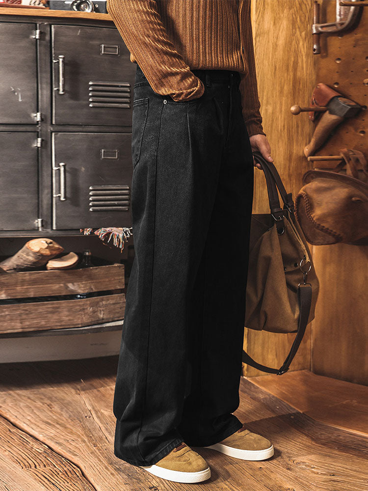 Herren‑Breitbein‑Arbeitshose aus Baumwolle Vintage‑Workwear‑Stil