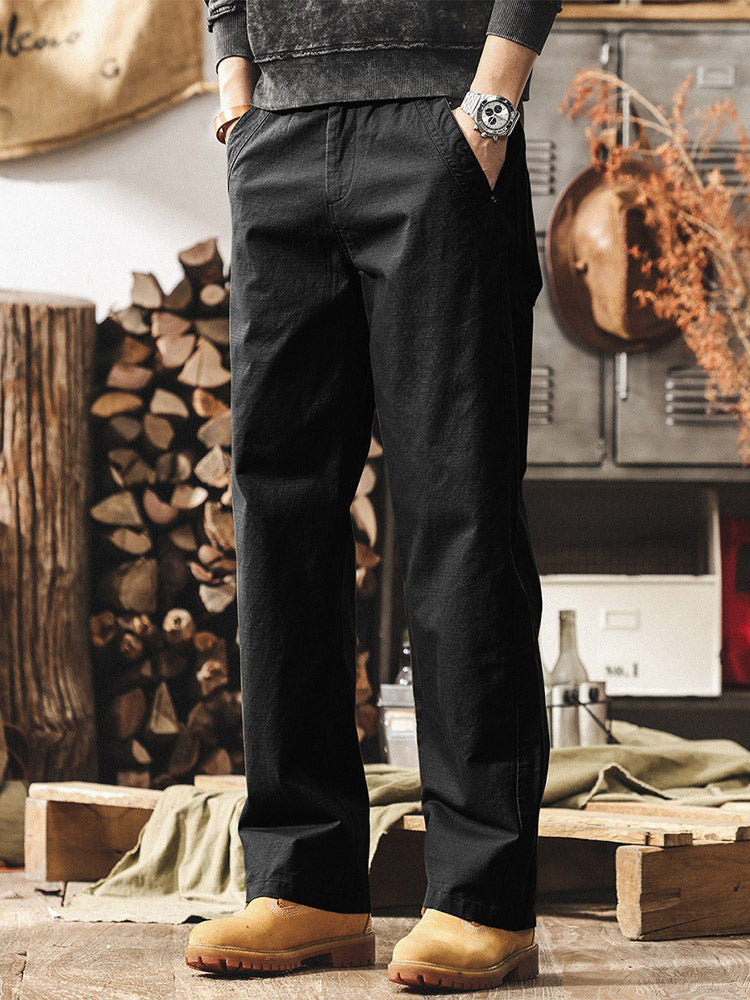 Pantalones de hombre de estilo retro, 100 % algodón y de pernera ancha