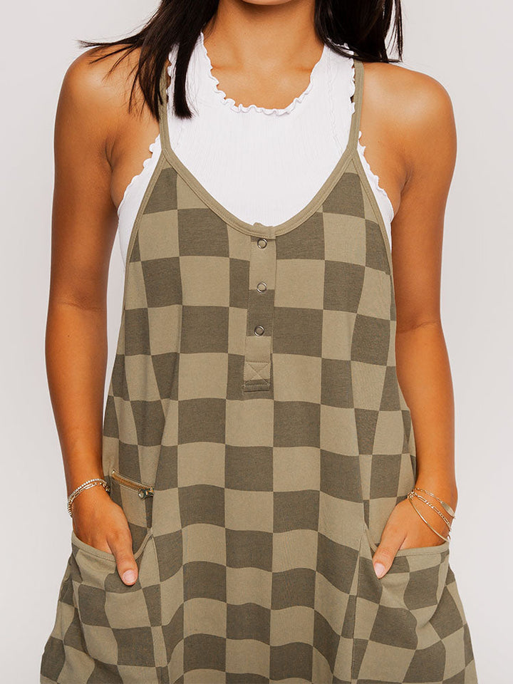 Oversize-Jumpsuit mit Karomuster für Damen - Ausverkauf