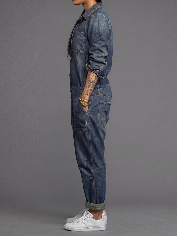Damen-Denim-Overall mit lockerer Passform