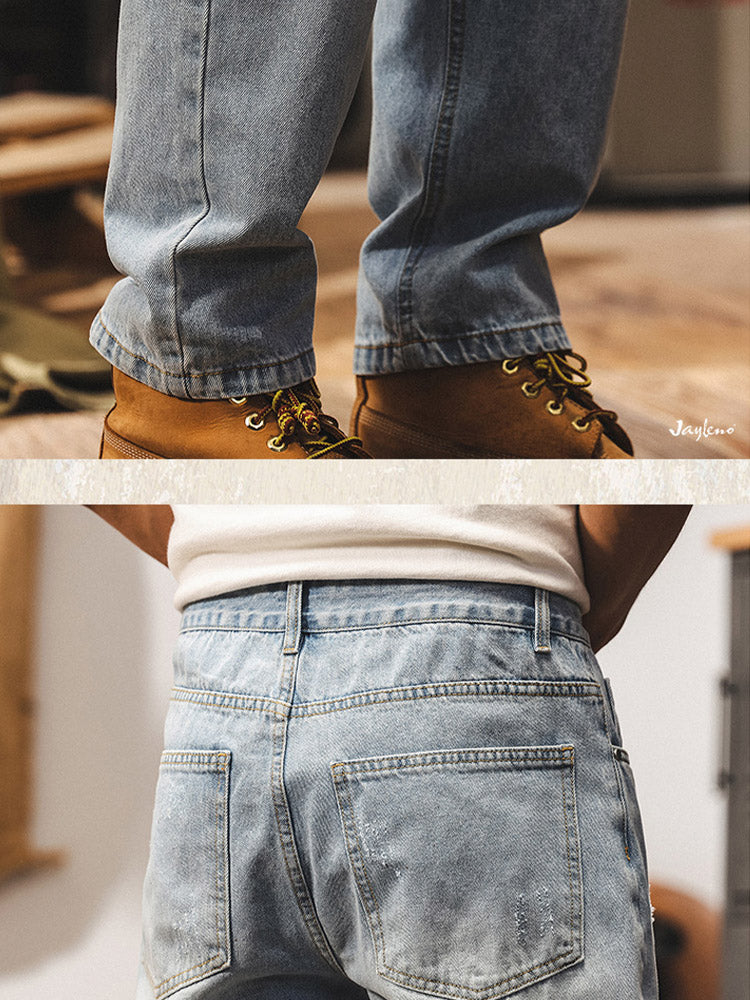 Jeans da uomo con lavaggio delicato e dettagli in stile vintage