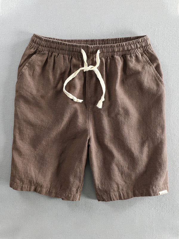 Lässige Herren-Shorts aus Ramie-Baumwolle mit Kordelzug