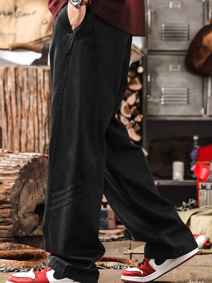 Lässige Herren-Freizeithose mit weitem Bein und Kordelzug aus Lyocell-Baumwoll-Mischgewebe