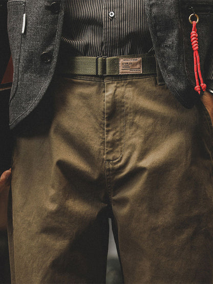 Men's Vintage-Inspired Washed Tapered Chino Pants