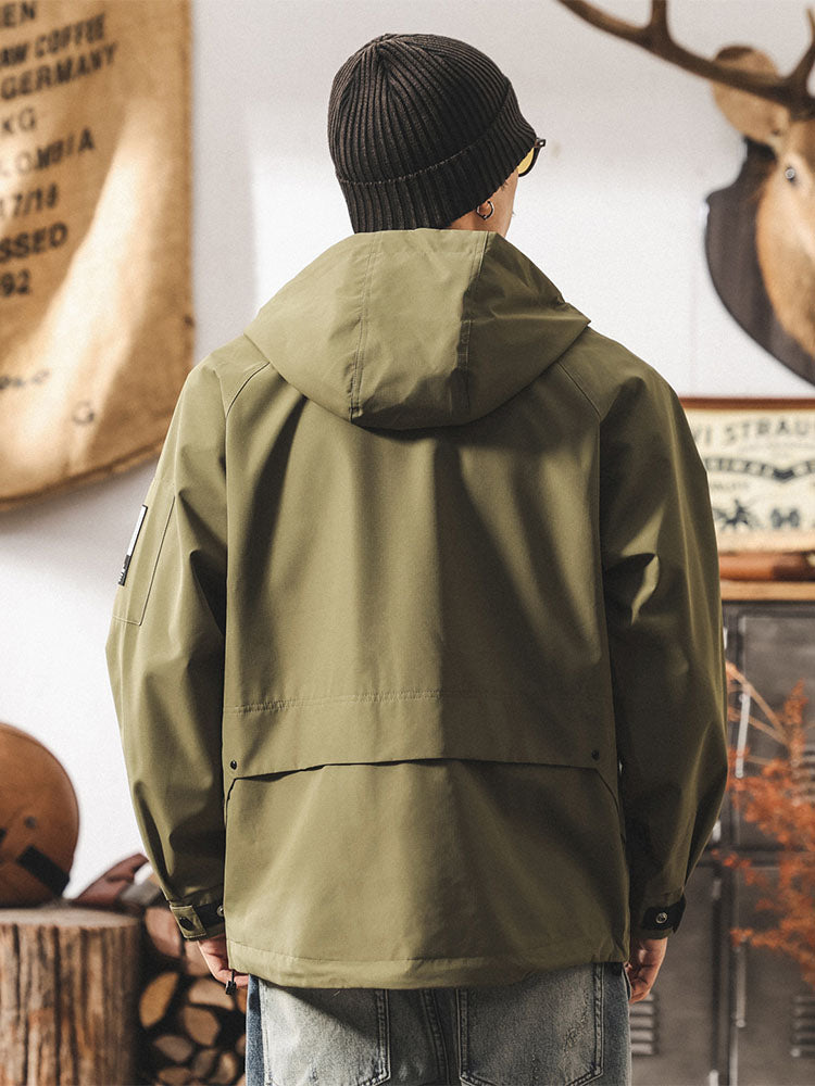 Winddichte Herren-Outdoor-Feldjacke aus Polyester mit Kapuze
