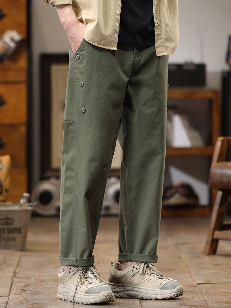 Lässige Cargohose für Herren mit seitlicher Knopfleiste und geradem Bein