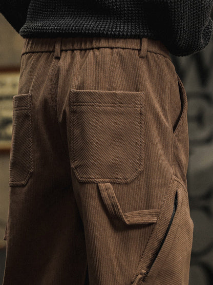 Lässige Herren-Cargohose aus Cord mit Zierriemen