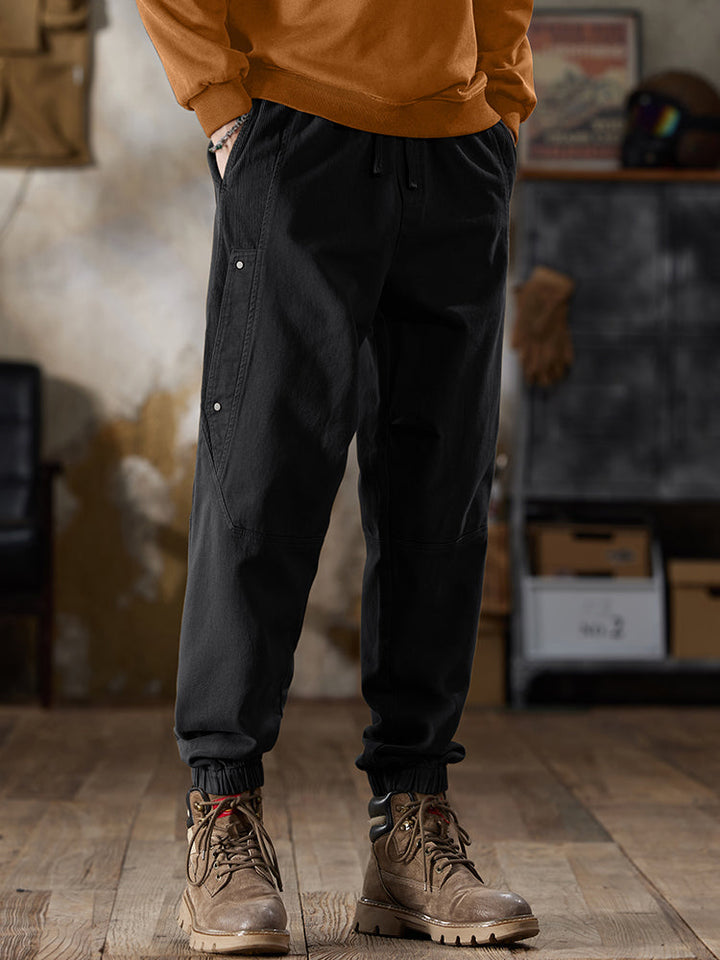 Pantalones cargo jogger para hombre con cintura ajustable y cordón