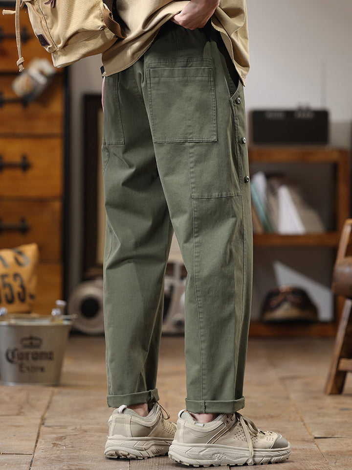 Lässige Cargohose für Herren mit seitlicher Knopfleiste und geradem Bein
