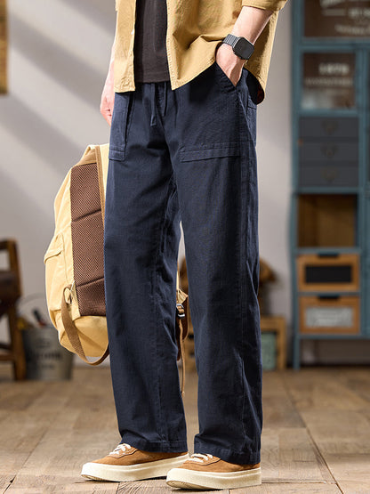 Pantalones cargo casuales de algodón de pierna ancha para hombre