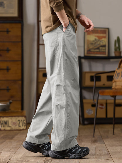 Men’s Relaxed Fit Wide Leg Cotton‑Nylon Casual Pants