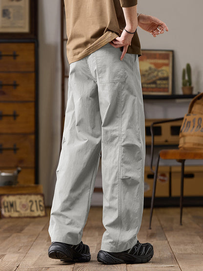 Men’s Relaxed Fit Wide Leg Cotton‑Nylon Casual Pants