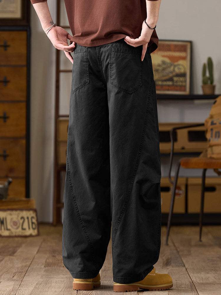 Weite Cargohose für Herren aus Baumwolle mit Kordelzug im Bund